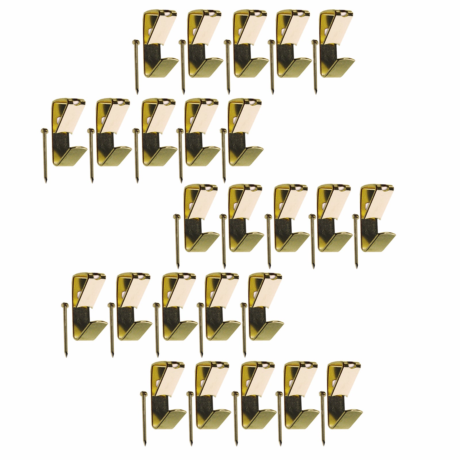 Everhang 8kg Brass Plated Steel Picture Hanging Angle Drive Hook - 25 Pack