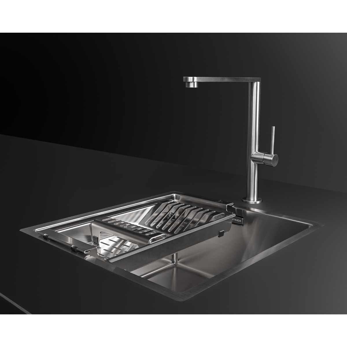 Artinox Radius 34 Single Bowl Sink - AISI 304 Stainless Steel, Overflow, Three Mounting Options - ARTRAD3440