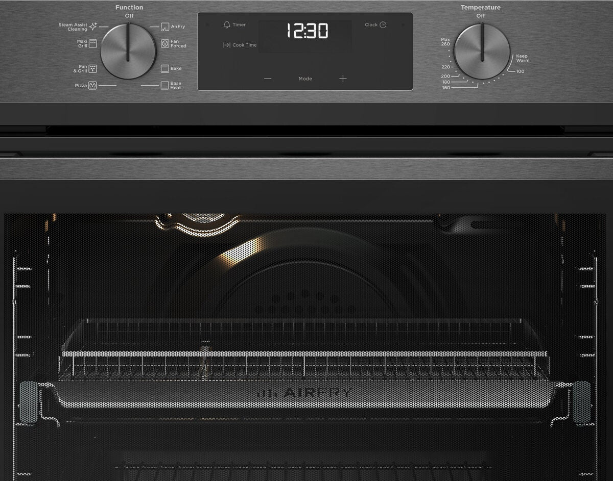 Westinghouse 60cm multi-function oven with AirFry - 80L, dark stainless steel, telescopic runners - WVE6516DD
