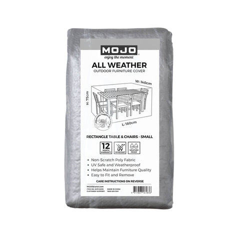 Mojo Small All Weather Rectangle Table & Chairs Outdoor Furniture Cover, Weather & UV Resistant