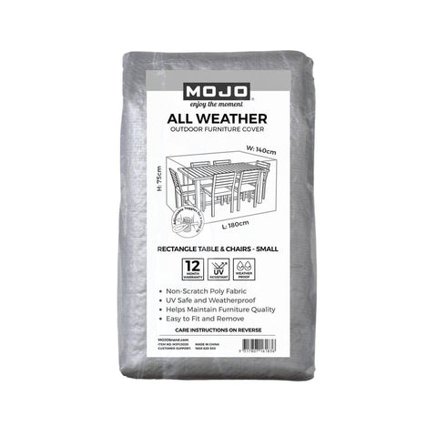 Mojo All Weather Outdoor Furniture Cover Small Rectangle Table & Chairs - 1800mm x 750mm x 1400mm - Weatherproof, UV Resistant - SuperSaverAU - view 1