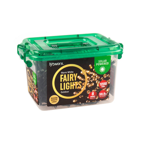 Lytworx Solar Warm White Fairy Lights Weather Resistant Outdoor 60596