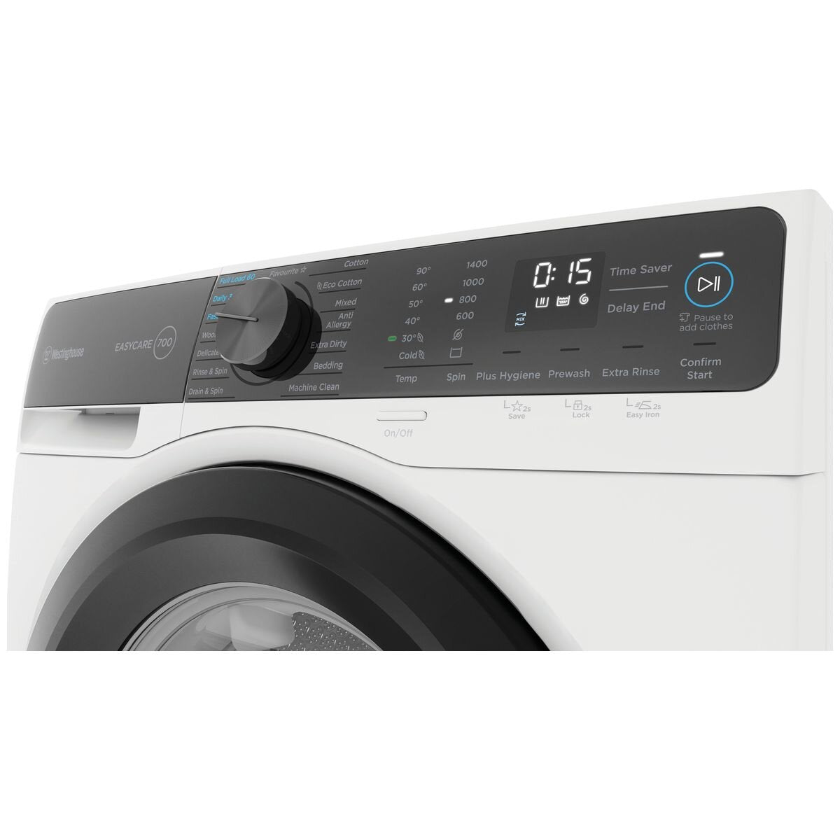 Westinghouse EasyCare 700 10kg Front Load Washing Machine - White, 5 Star Energy, Plus Hygiene - WWF1044M7WAS