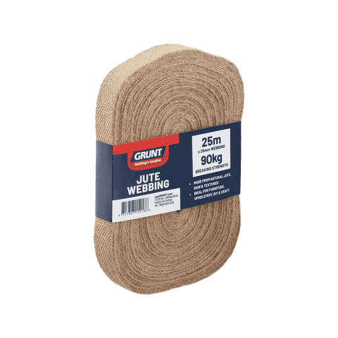 Grunt 25mm x 25m Jute Webbing, Brown, 90kg Break Strength