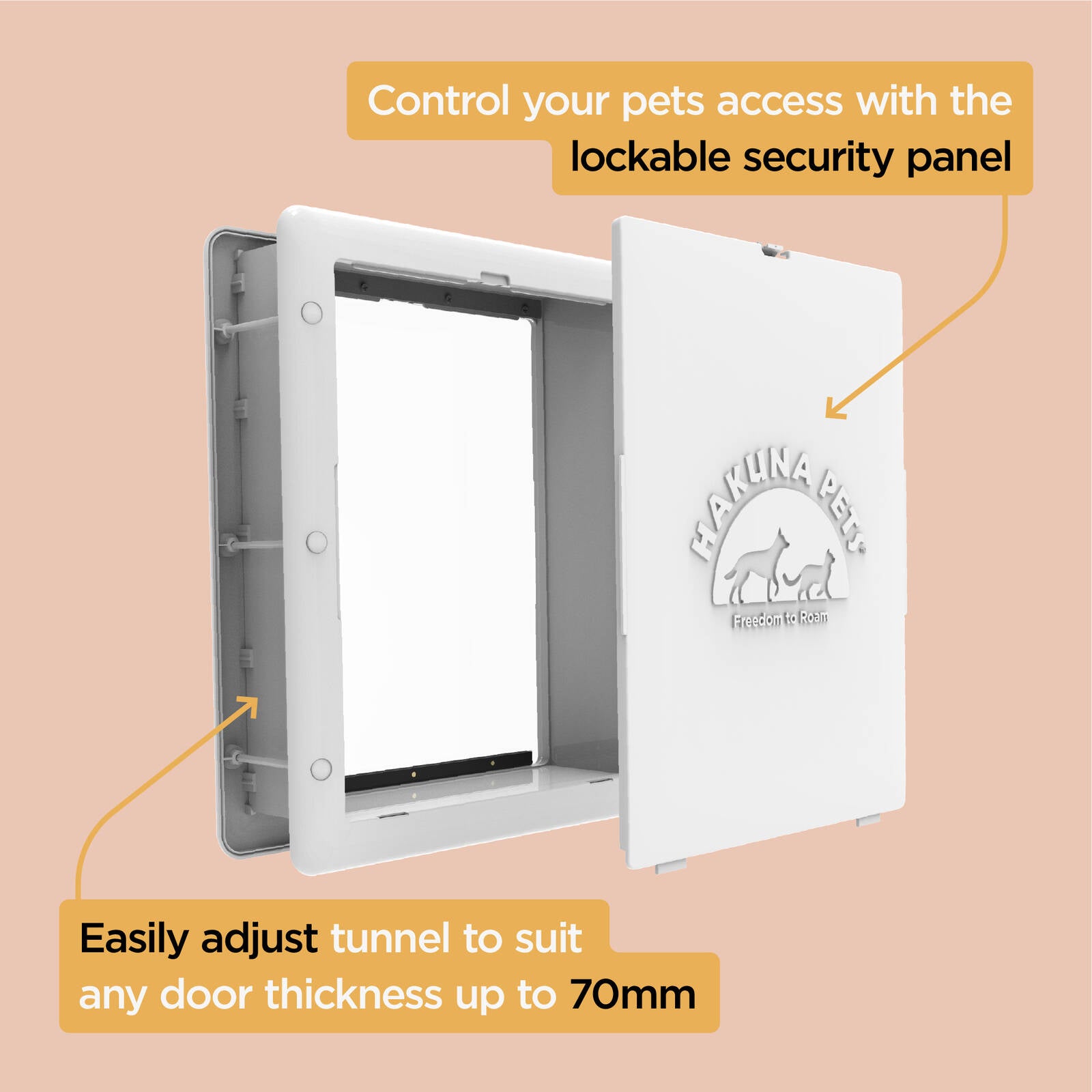 Hakuna Pets Medium Essential Pet Door - White Plastic with Lockable Flap