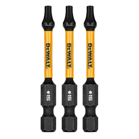 DeWALT FLEXTORQ 57mm TX15 Torx Impact Screwdriver Bits 3 Pack