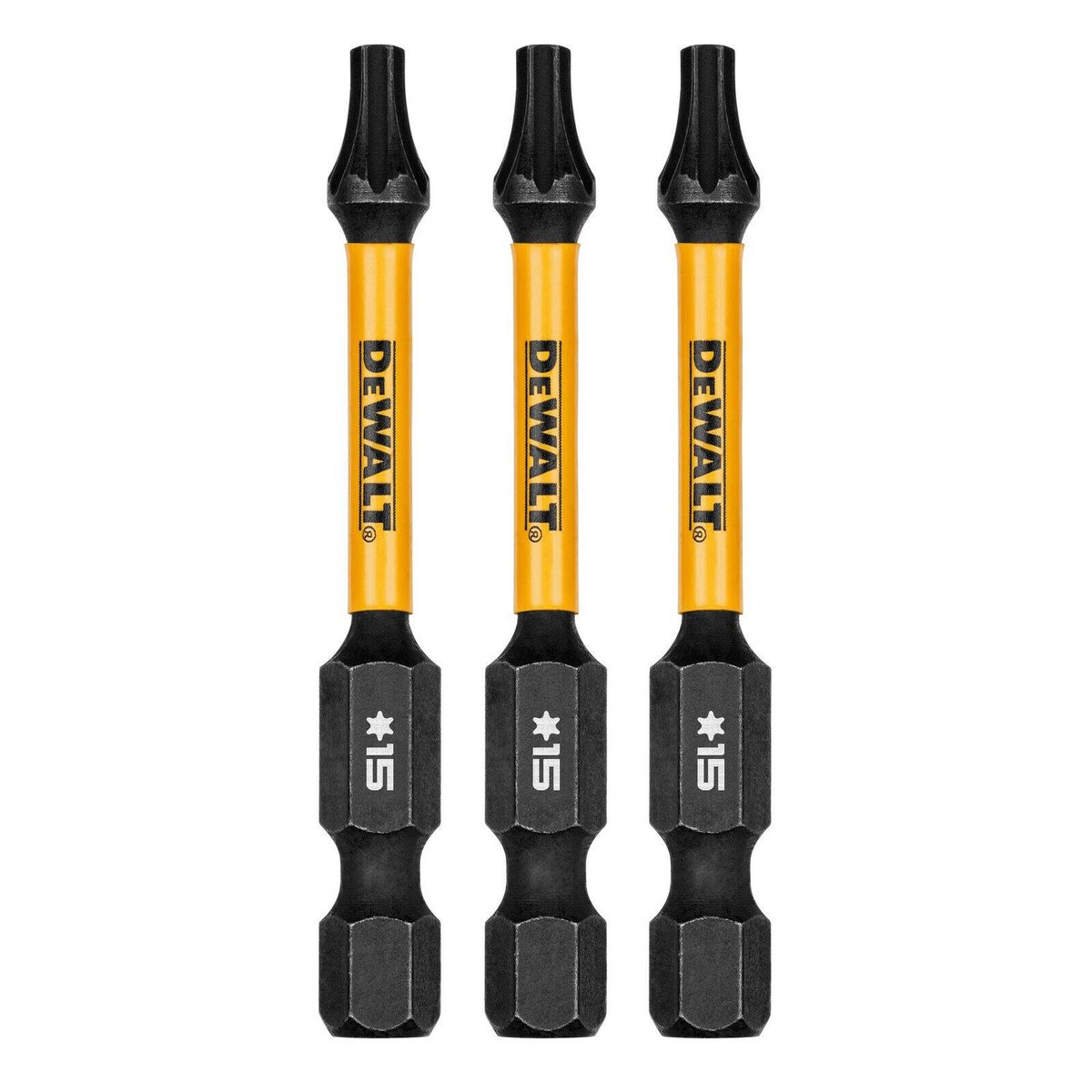 DeWALT FLEXTORQ 57mm TX15 Torx Impact Screwdriver Bits 3 Pack