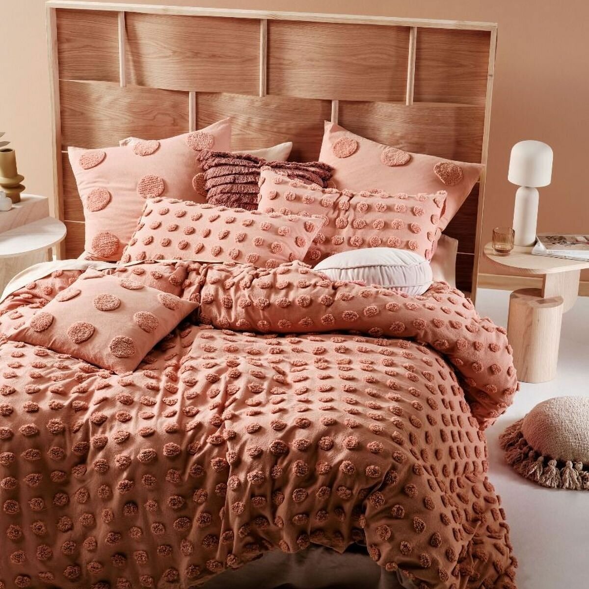 Linen House Haze Double Quilt Cover Set - Cotton, Includes 2 Pillowcases, Rosette - 01702I378