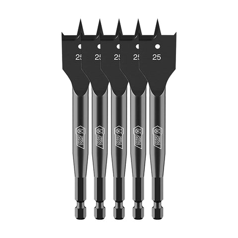 Full Boar 5 Piece 25mm Spade Bit Set for Wood Drilling