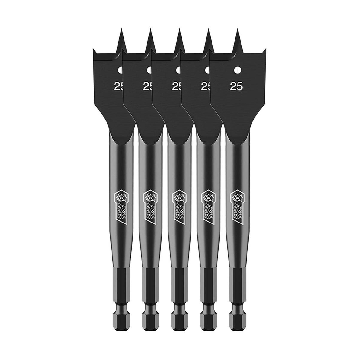 Full Boar 5 Piece 25mm Spade Bit Set for Wood Drilling