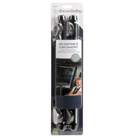Dreambaby Adjustable Car Window Shade 2 Pack Black Suction-Mount