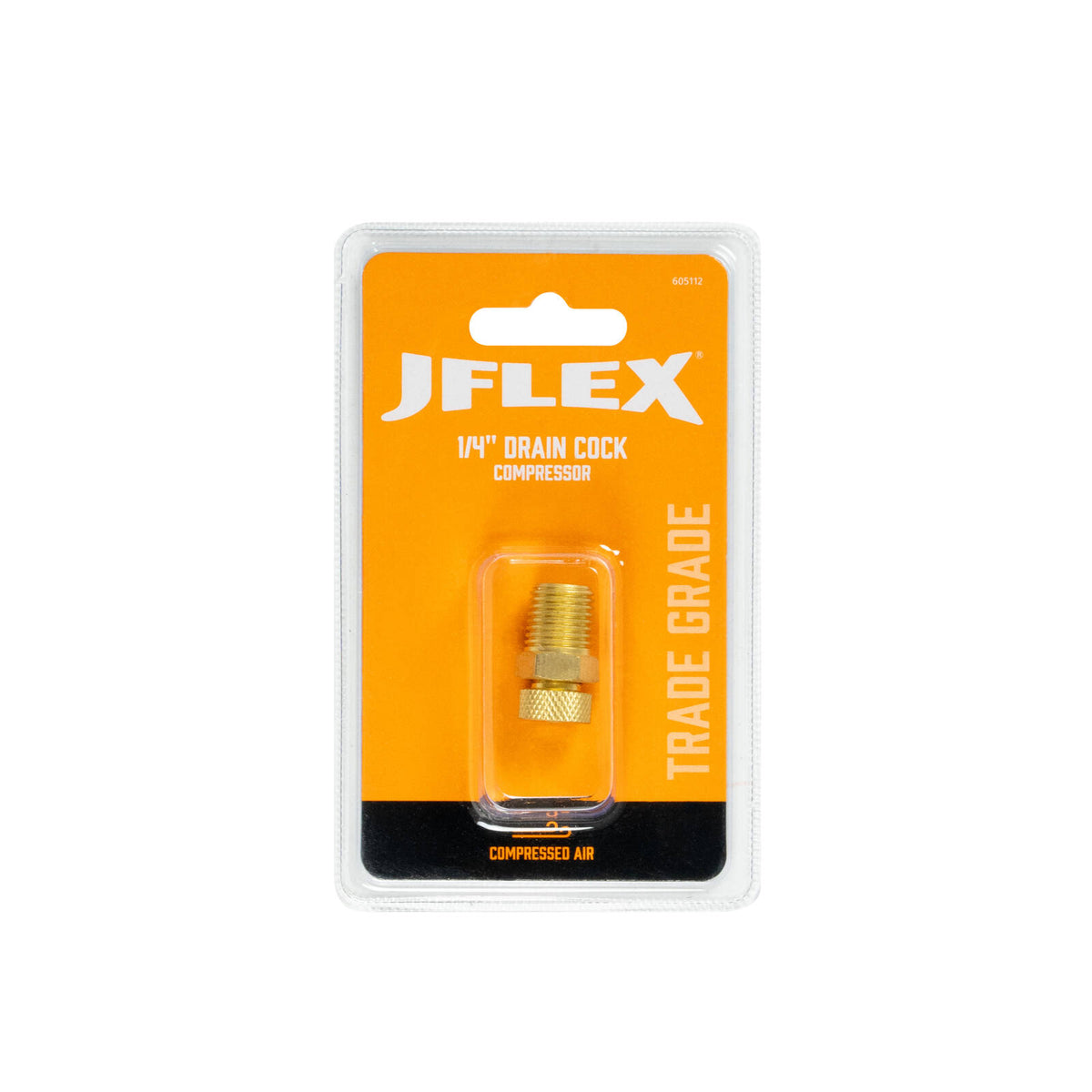 JFLEX 1/4" Solid Brass Drain Cock for Compressor Tanks