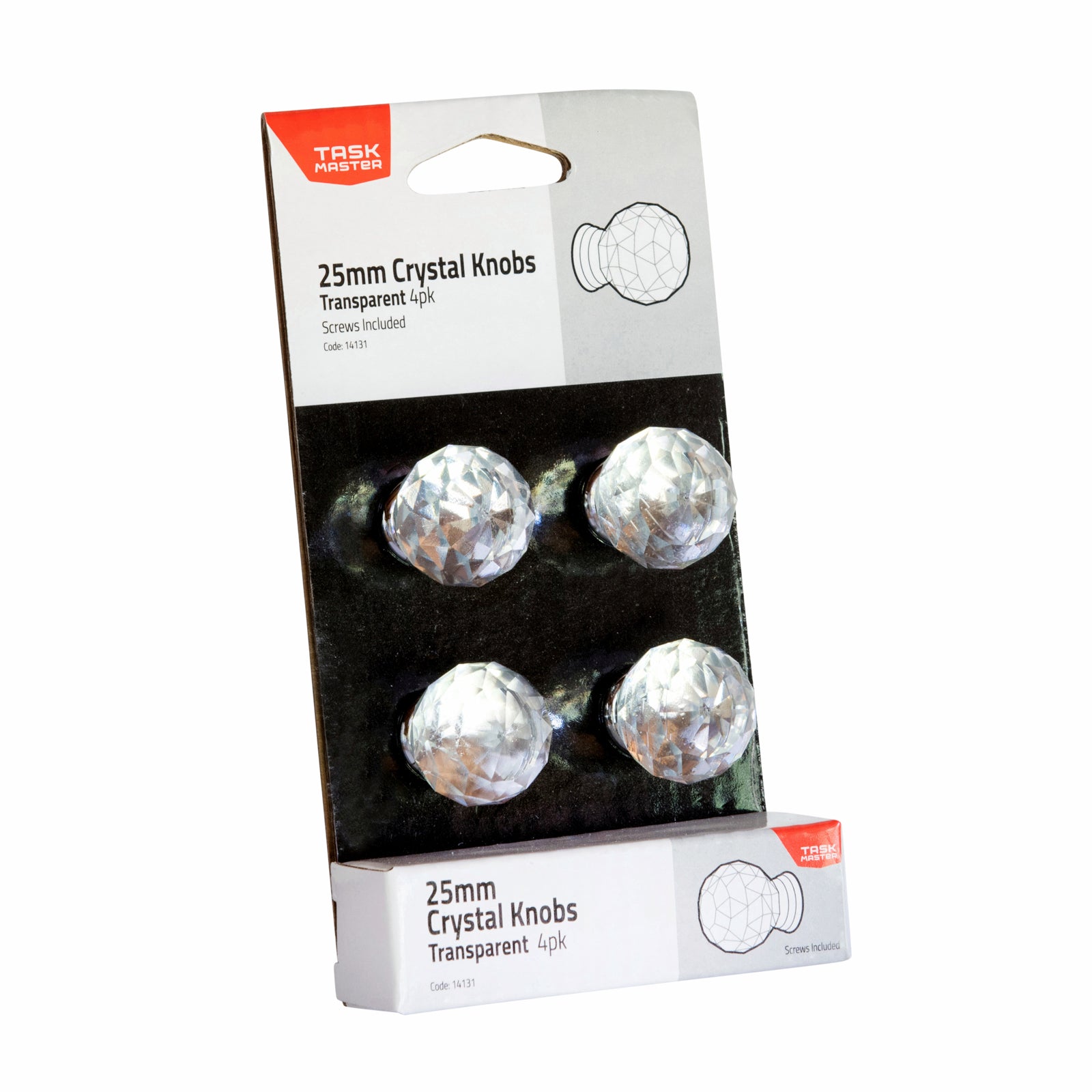 Taskmaster 25mm Crystal Steel Cabinet Knob 4 Pack
