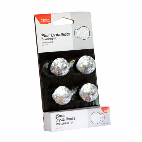 Taskmaster 25mm Crystal Steel Cabinet Knob 4 Pack