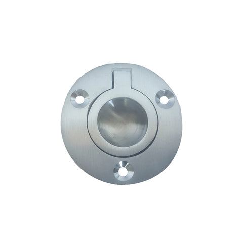 Delf 50mm Satin Chrome Solid Brass Round Flush Ring Pull for Drawers & Cabinets