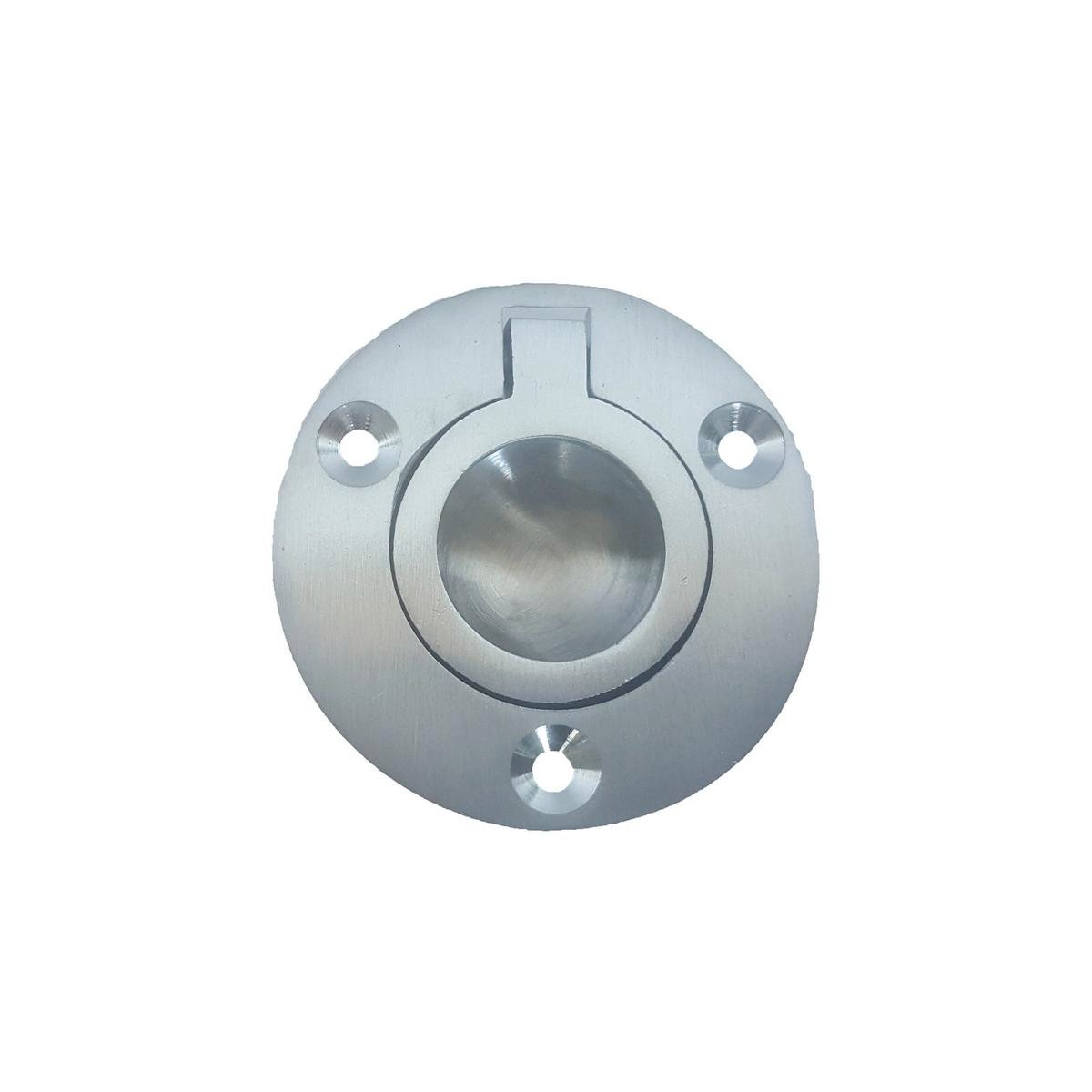 Delf 50mm Satin Chrome Solid Brass Round Flush Ring Pull for Drawers & Cabinets