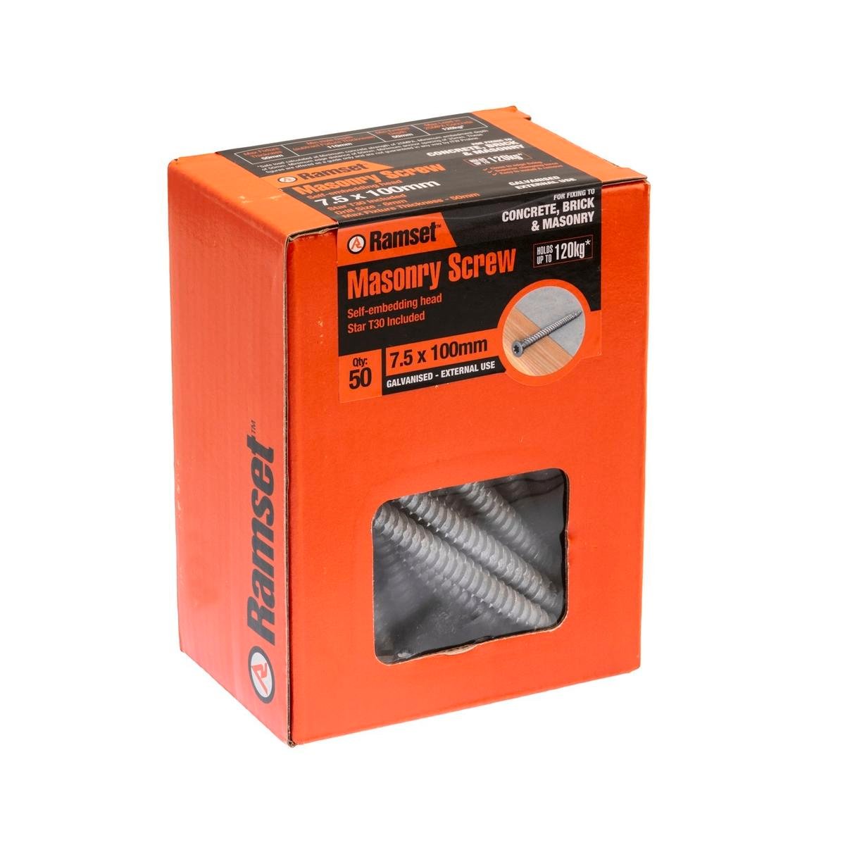 Ramset 7.5 x 100mm Galvanised Masonry Anchor Screw 50 Box