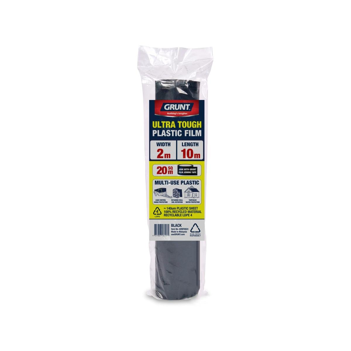 Grunt Multi Use Plastic Film 2 x 10m Black - Durable Weather Protection - SuperSaverAU - view 1
