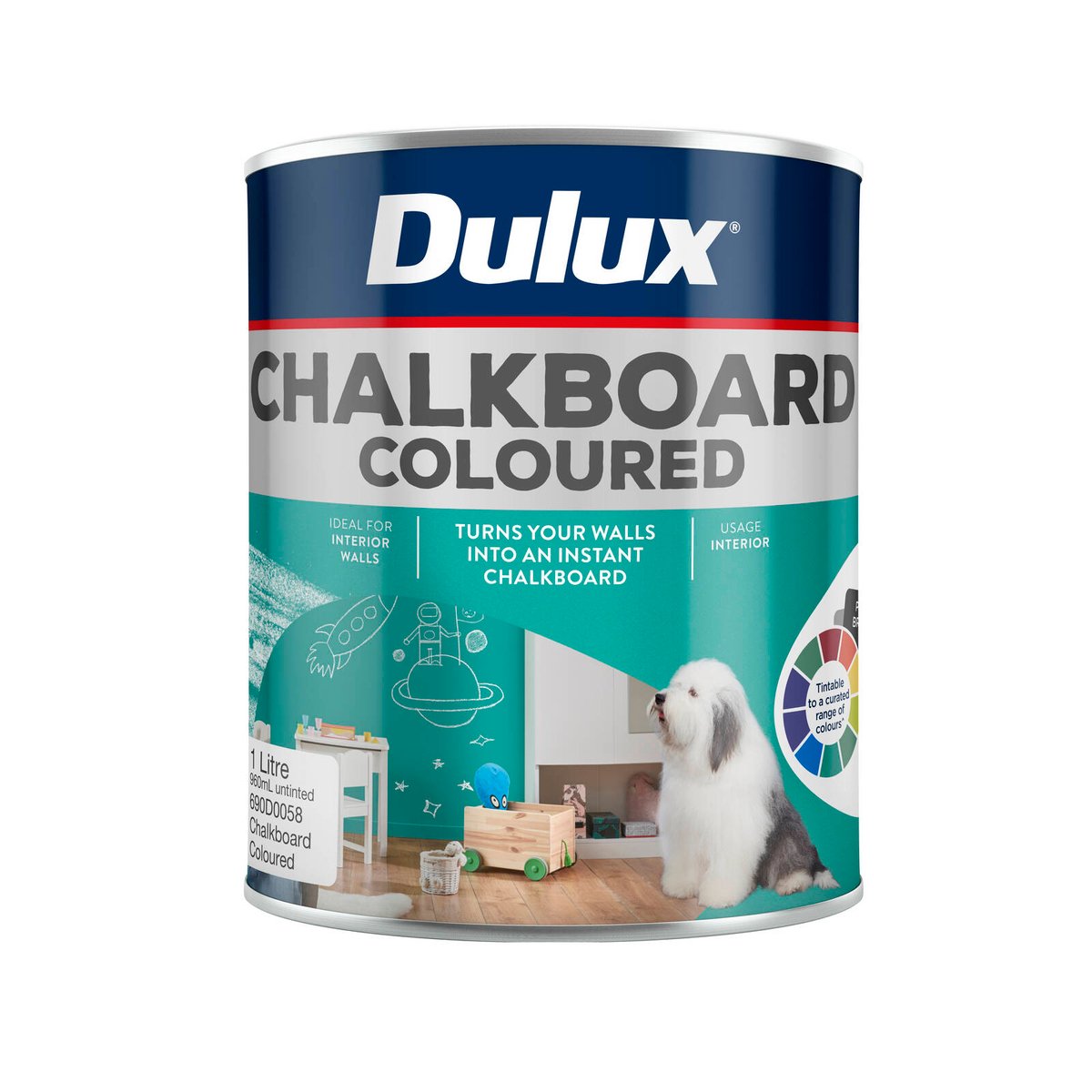 Dulux Design Coloured Chalkboard Paint 1L Ultra Deep Base, Tintable Water-Based Interior