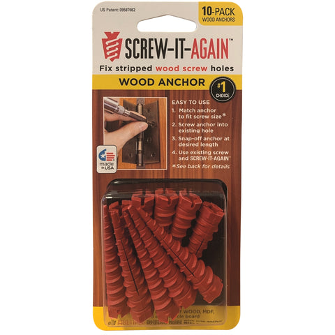 Screw-it-again Snap Off Wood Screw Hole Repair Anchor - 10 Pack