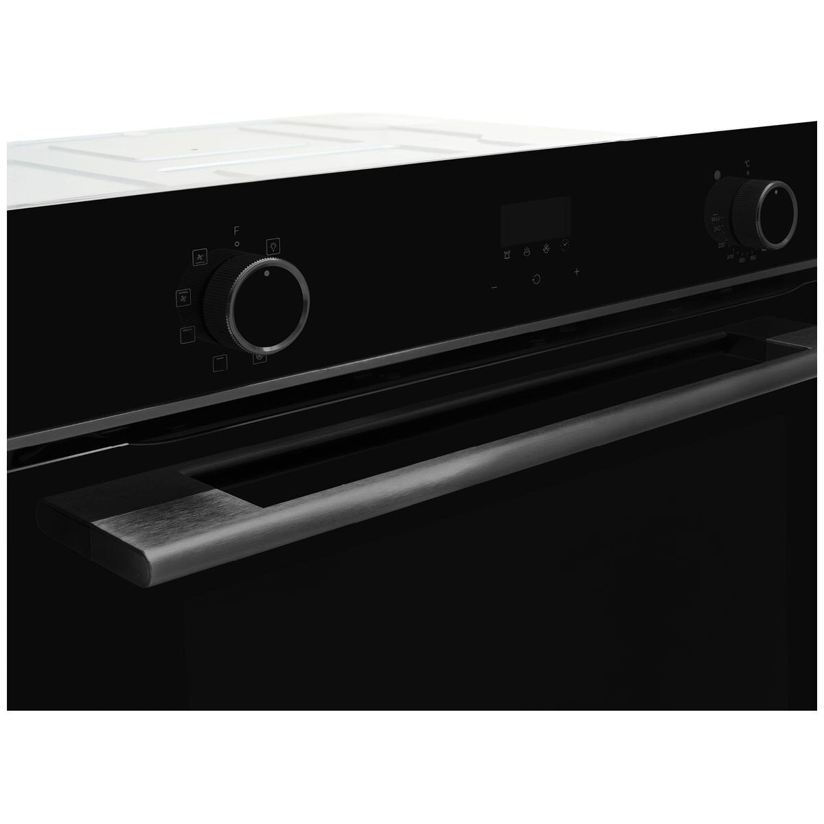 Omega 60cm 8 function built-in electric oven - 85L, black glass with Midnight trim, touch controls - OBO608M