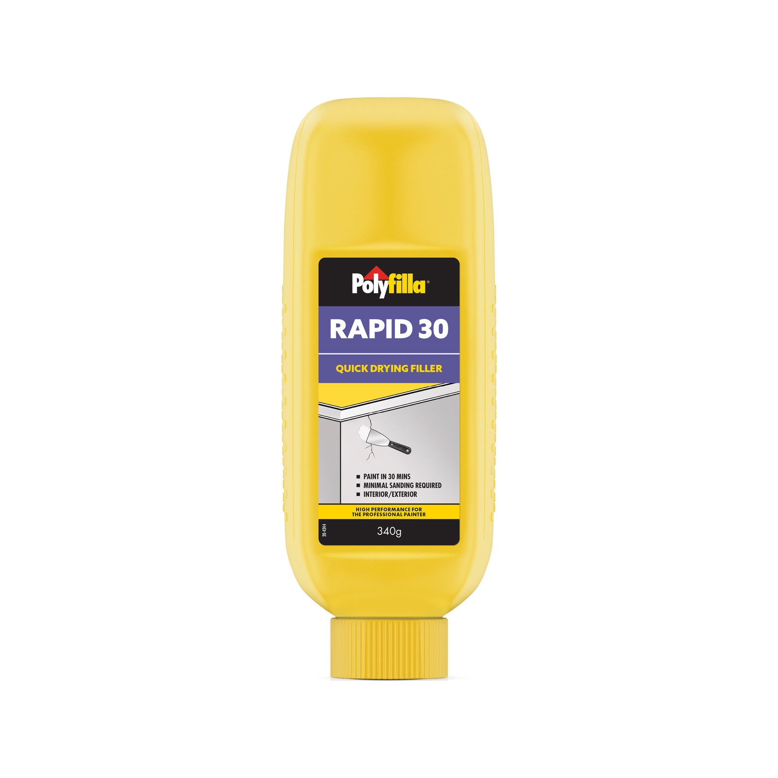 Selleys Poly 340g Rapid 30 Filler, White, Plaster, Sandable, Shrink Resistant, Interior