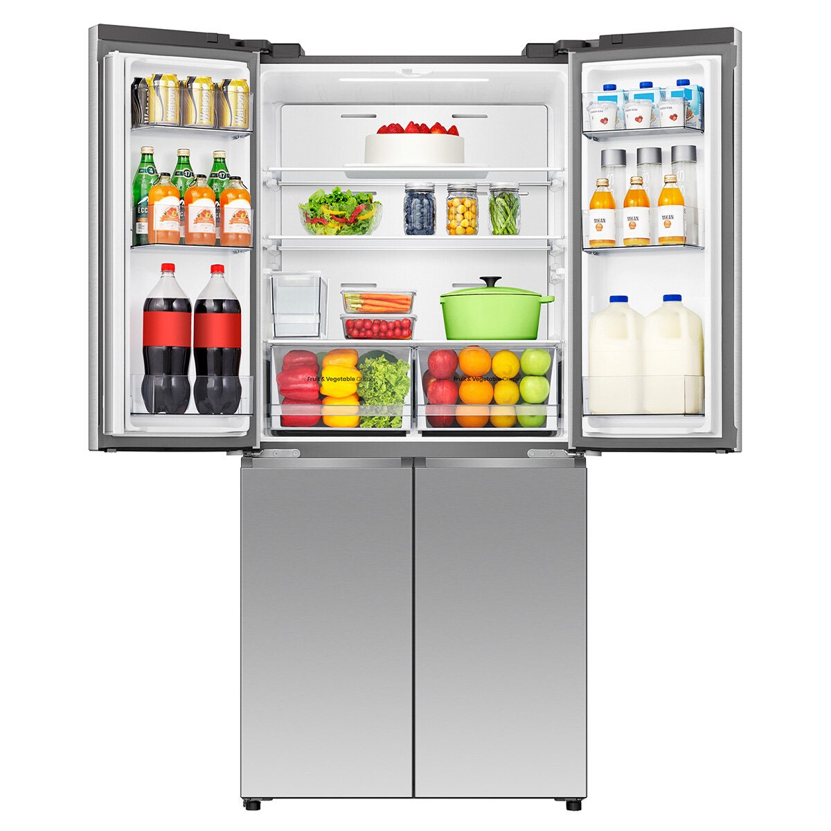 Hisense 483L PureFlat French Door Fridge - Stainless Steel - Non-Plumbed Ice and Water - HRCD483TSW