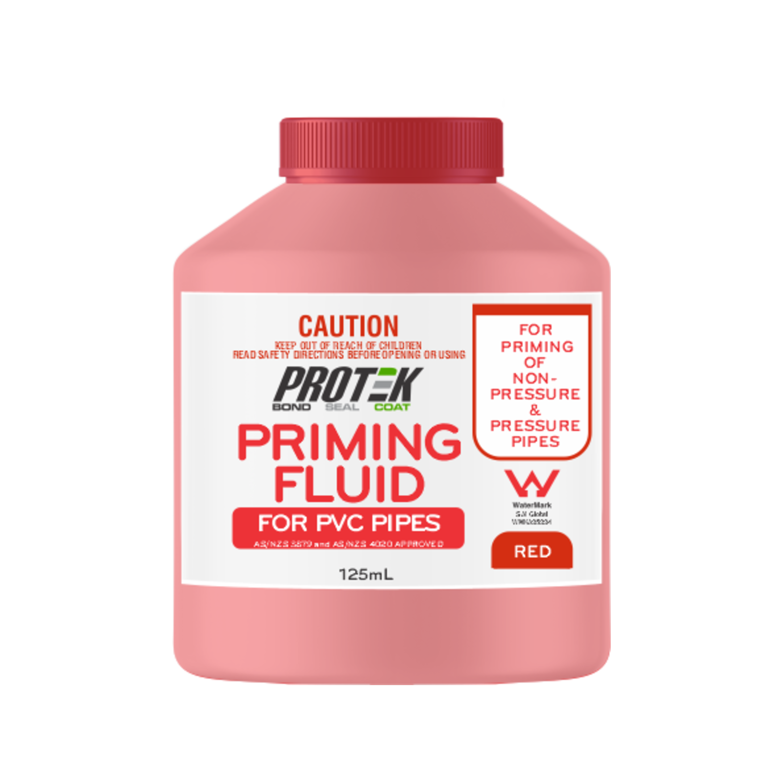 Protek 125ml Red Priming Fluid for PVC Pipe and Fittings