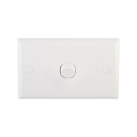 DETA White Solid Plate Single Switch - 1 Gang Polycarbonate 240V