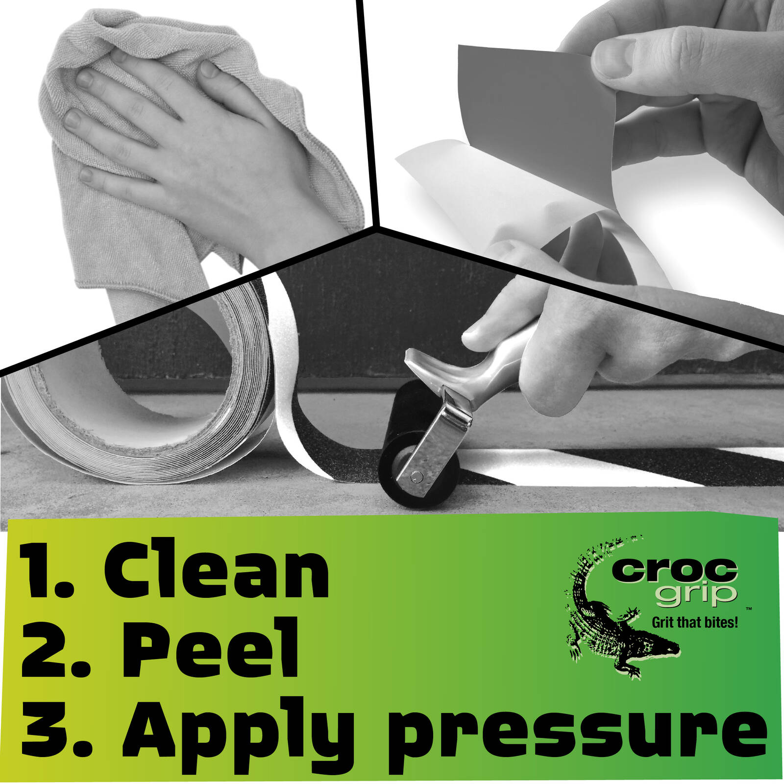 Croc Grip 420mm x 120mm Checker Plate Rubber Step - Black