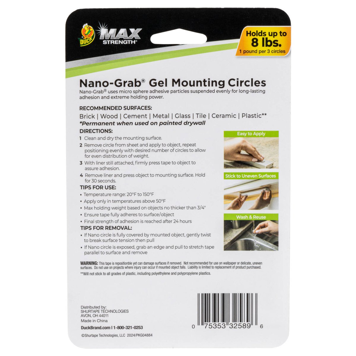 Duck Max Strength Nano Grab Mounting Circles, Clear 25 x 25mm, 24 Pack