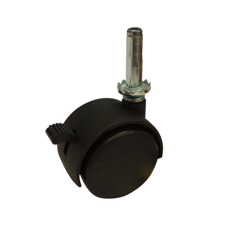Move It 50mm Hooded Socket Furniture Castor with Brake, Nylon Twin Wheel, 50kg - 2 Pack