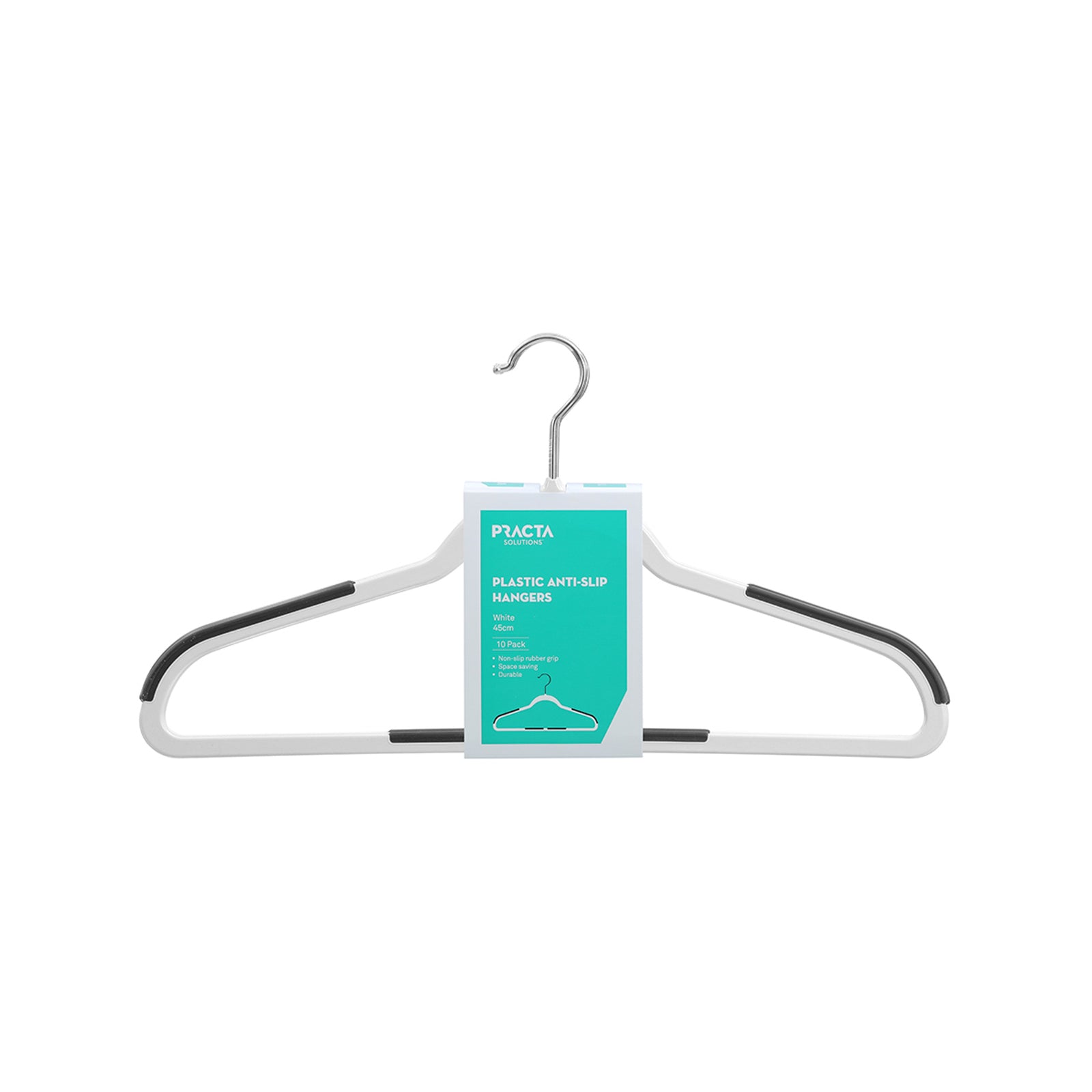 Practa White Anti Slip Plastic Hangers 10 Pack