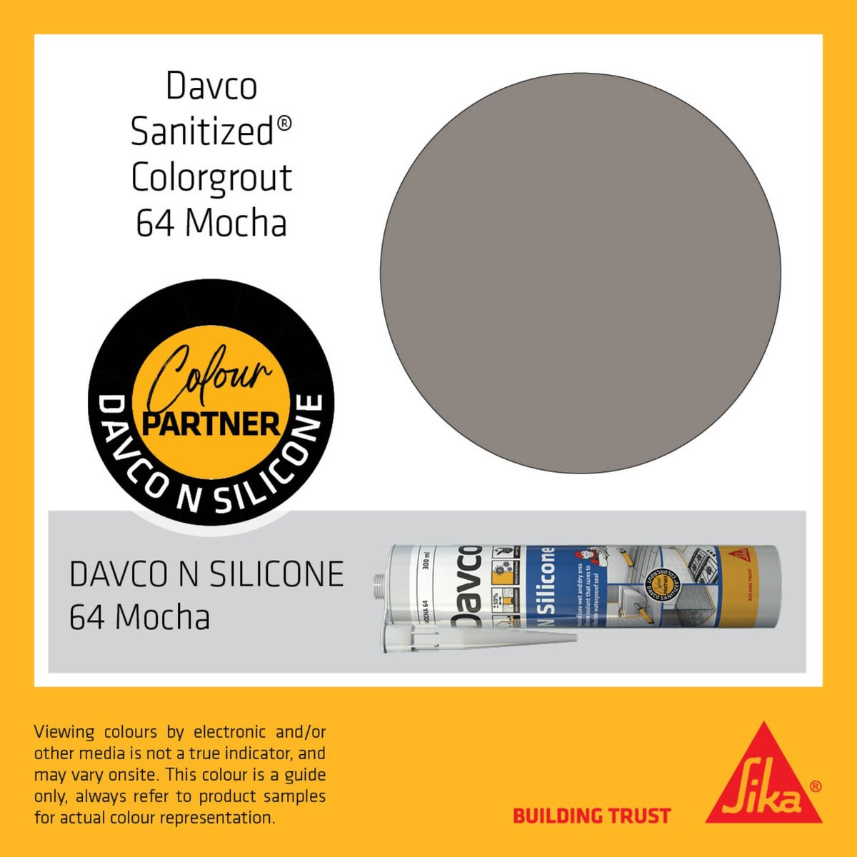 Davco 1.5kg Mocha #64 Sanitized Colourgrout - Cement Based, Mould Resistant, Wall & Floor