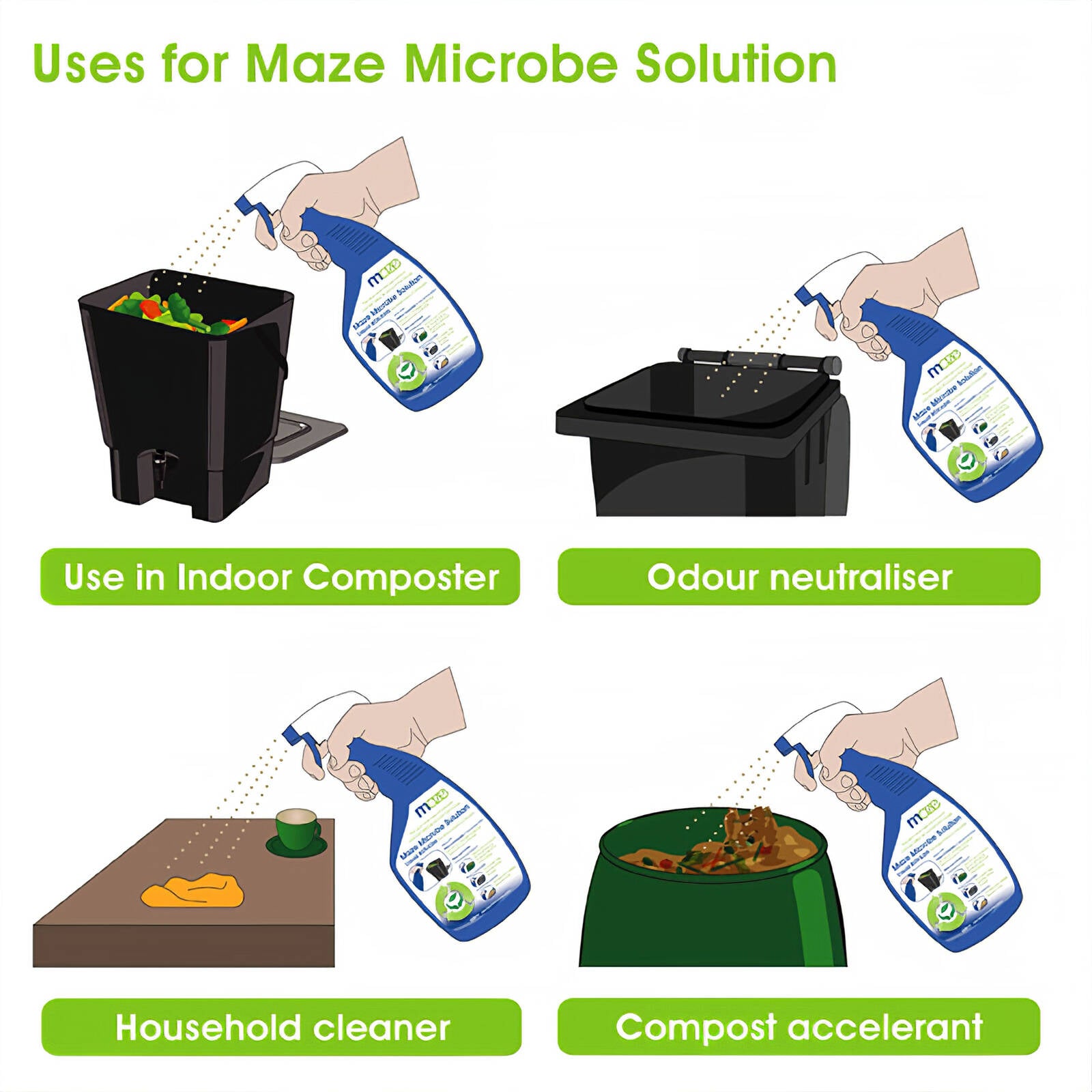 Maze Bokashi Compost Bin Liquid Additive 500ml Natural Enzymes