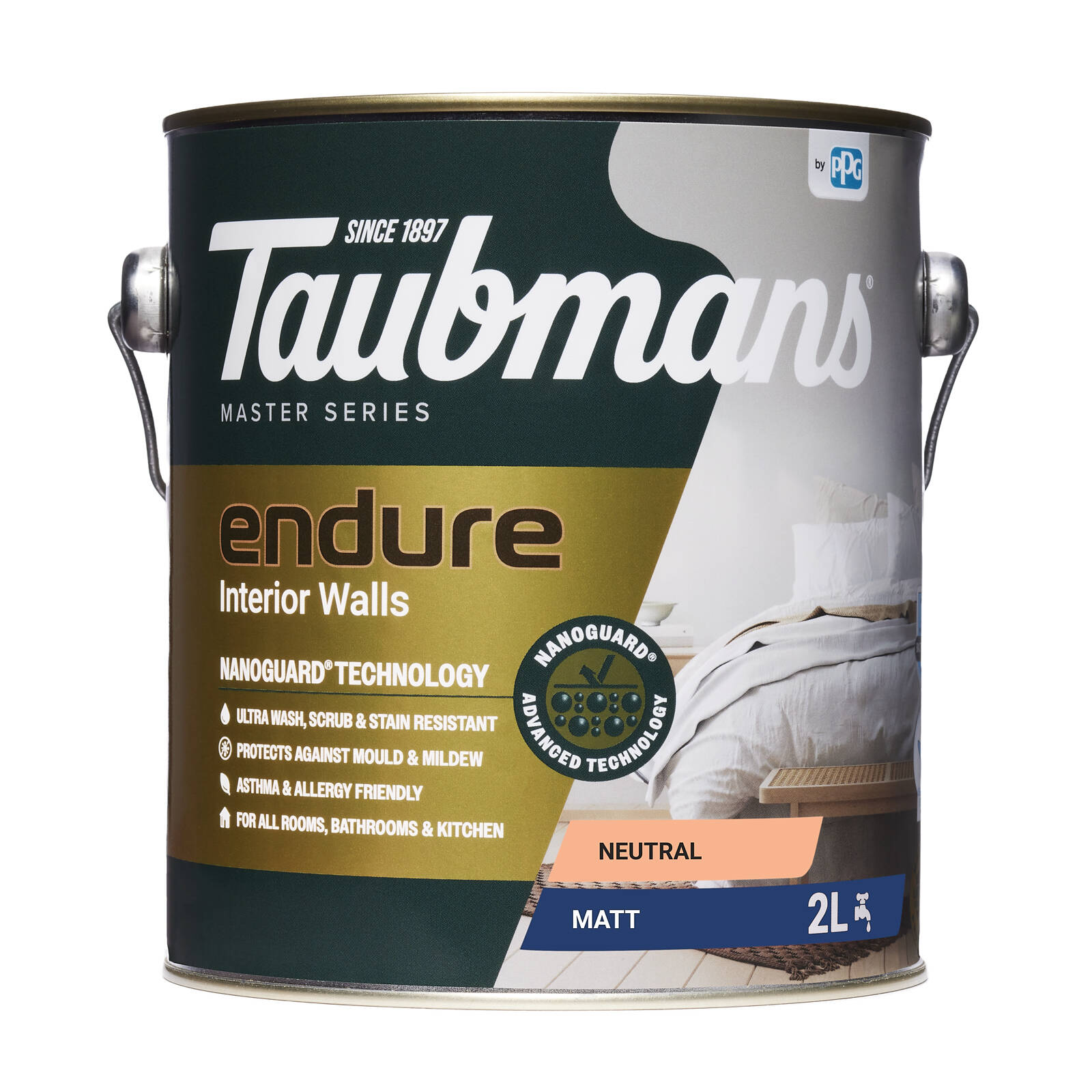 TAUBMANS Endure 2L Neutral Matt Interior Walls Paint Water Based UV Resistant