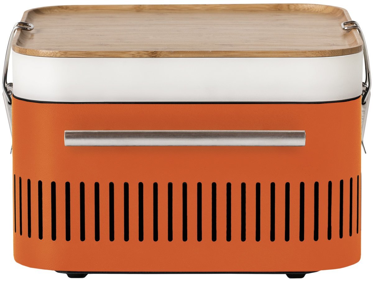 Everdure by Heston Blumenthal Cube Portable Charcoal BBQ - Porcelain Enamel Firebox - Orange - HBCUBEO