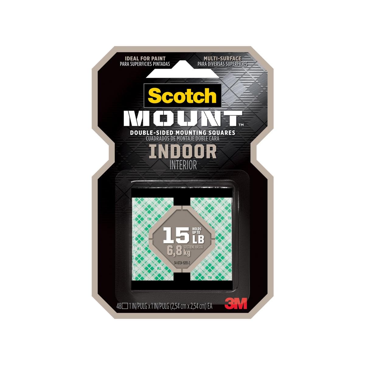 Scotch 2.54 x 2.54cm Indoor Double-Sided Mounting Squares - 48 Pack