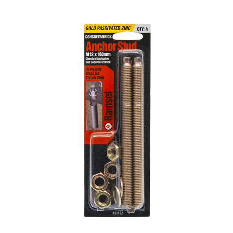 Ramset M12 x 160mm Zinc Plated Anchor Stud - 4 Pack