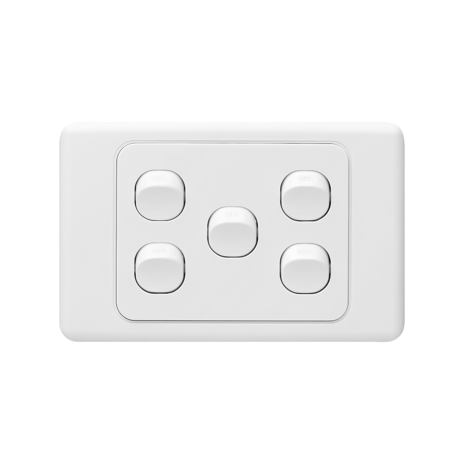 DETA Five Gang Switch 5 Gang 10A 240V White Polycarbonate Indoor 6105B
