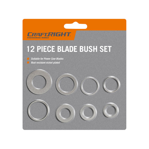 Craftright 12 Piece Circular Saw Bush Set, Nickel Plated Metal, for Circular, Mitre & Table Saws