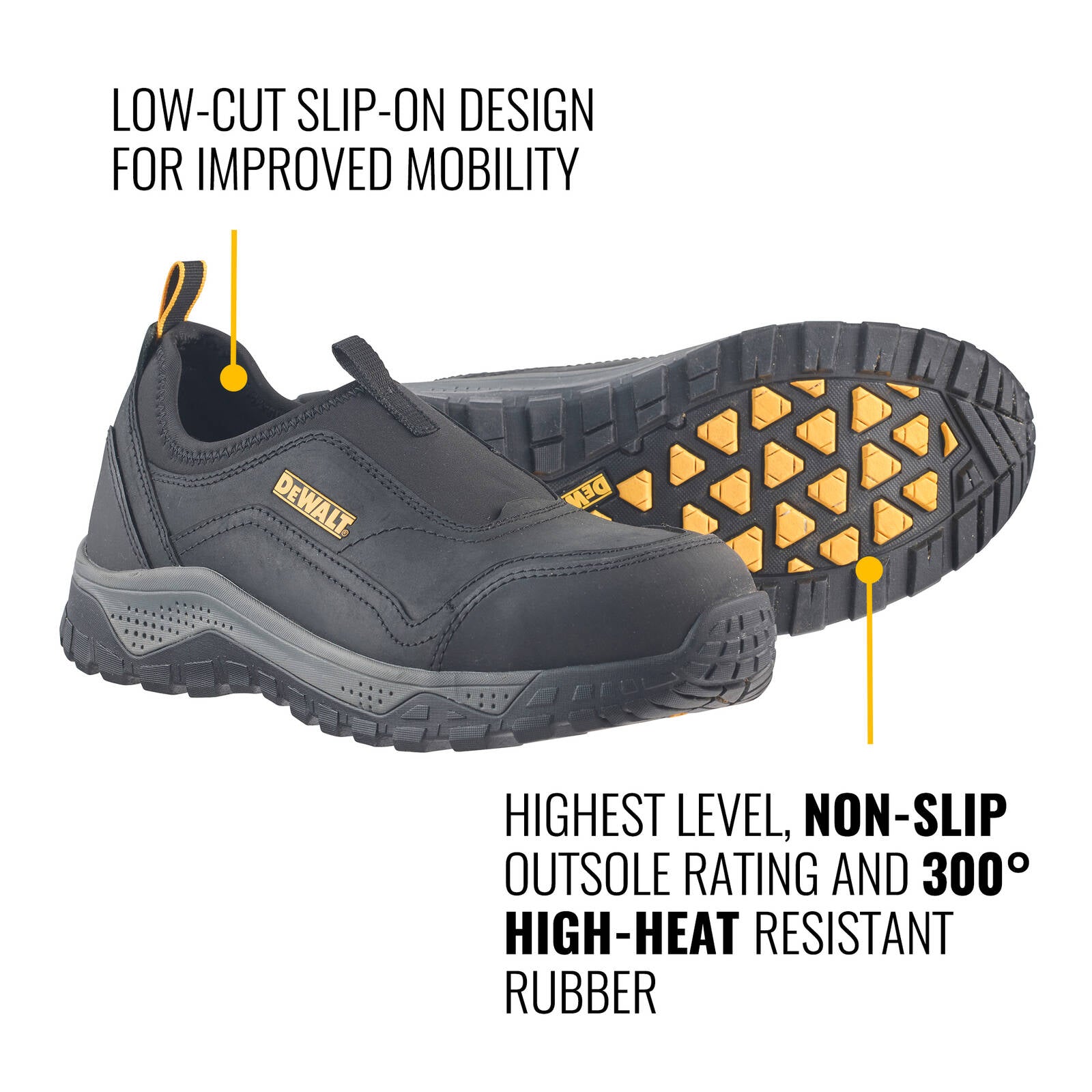 DeWALT Black Stride Steel Cap Safety Work Shoe Size 11 - Water Resistant Leather, SRC