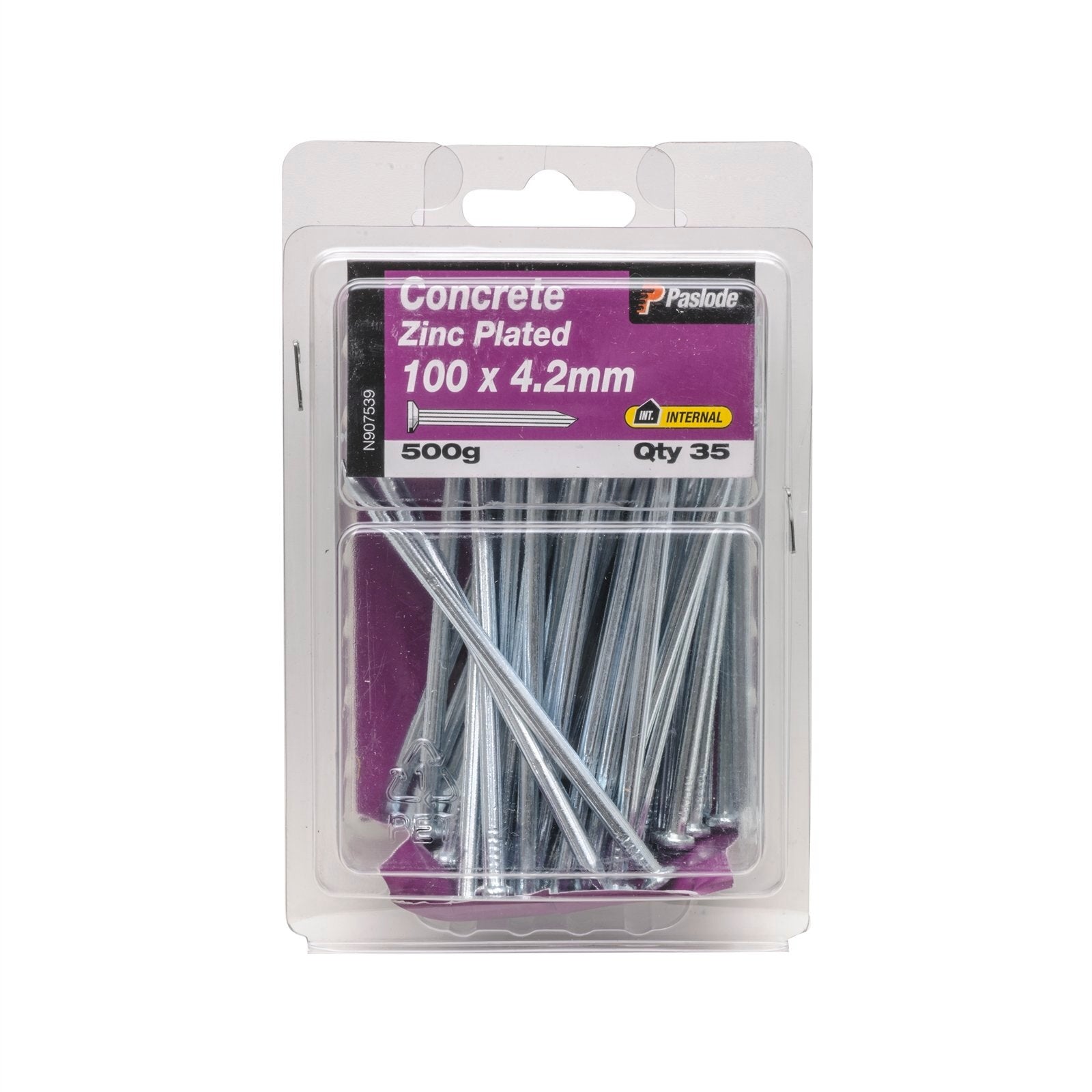 Paslode 100 x 4.2mm Zinc Plated Concrete Nails - 500g 35 Pack