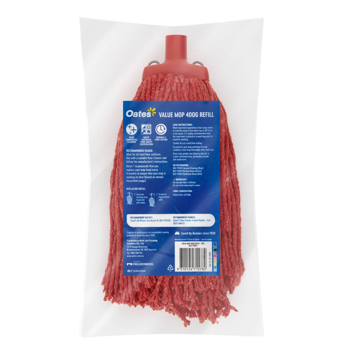 Oates Value Mop - 400g - Highly Absorbent - Red Color-Coded - SuperSaverAU - view 2