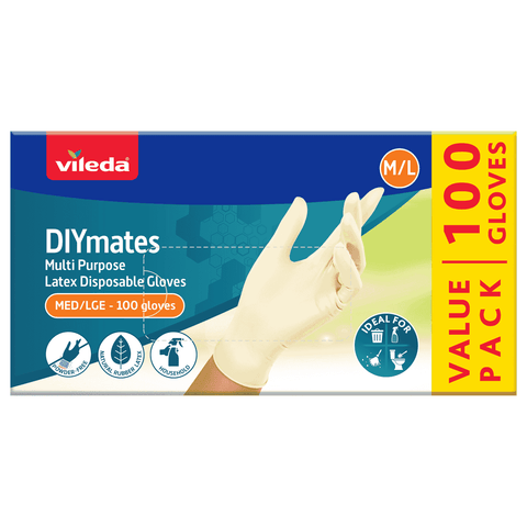 Vileda Ansell WORKmates Latex Disposable Gloves 100 Pack - Medium/Large