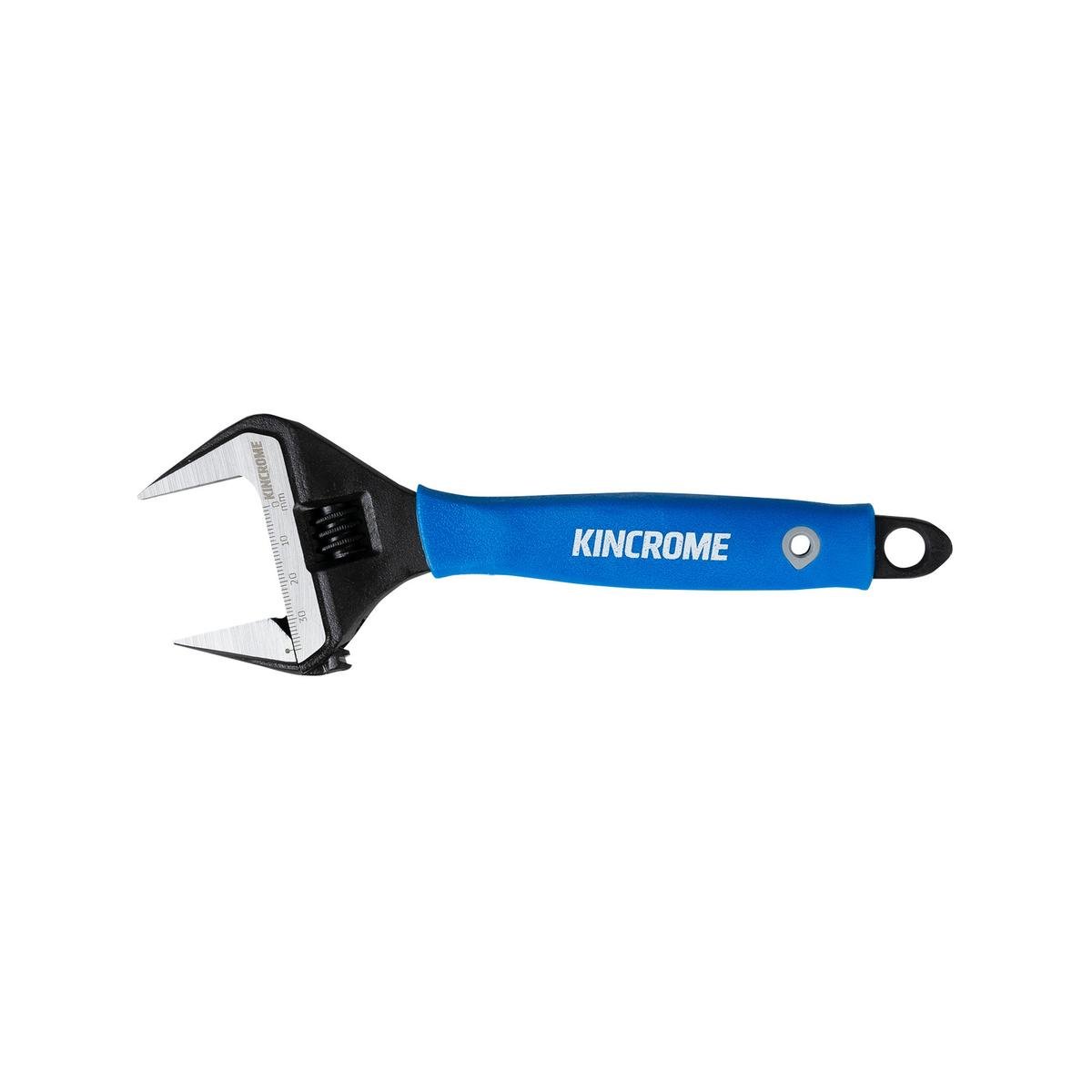 Kincrome 200mm Adjustable Wide Mouth Wrench - Chrome Vanadium Steel Slim Head