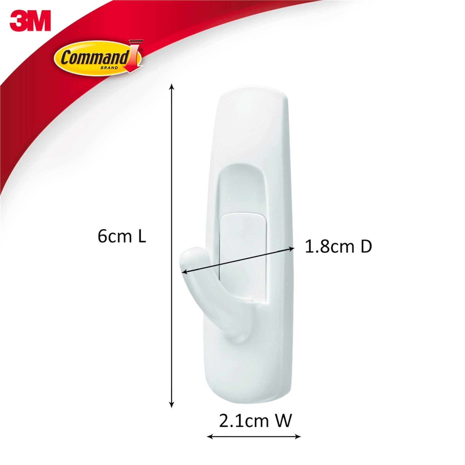 Command Small White Adhesive Hooks, 2 Pack