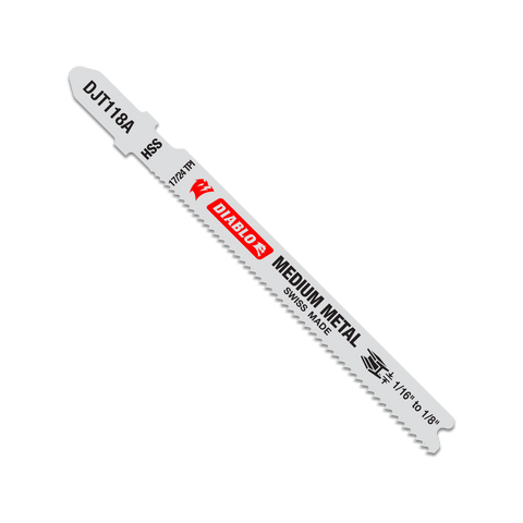 Diablo 92mm High Speed Steel Jig Saw Blade for Medium Metal 1.5mm-3mm, 24 TPI, 5 Pack