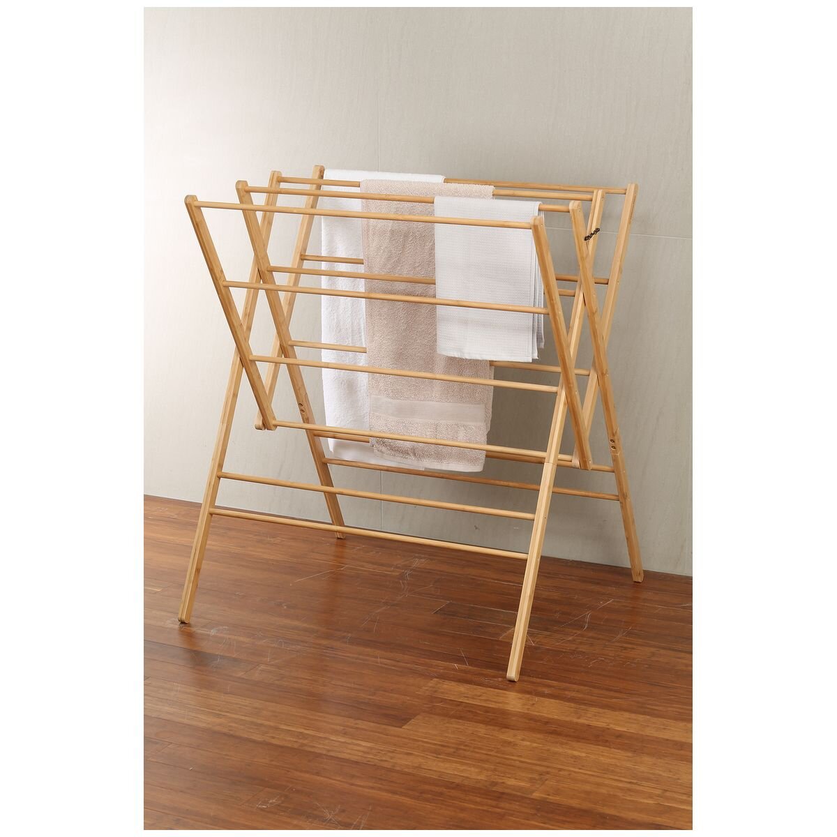 L.T. Williams Bamboo W-Frame Airer - 14 Rails, Folds for Storage, Indoor Use, Bamboo Finish - 4672