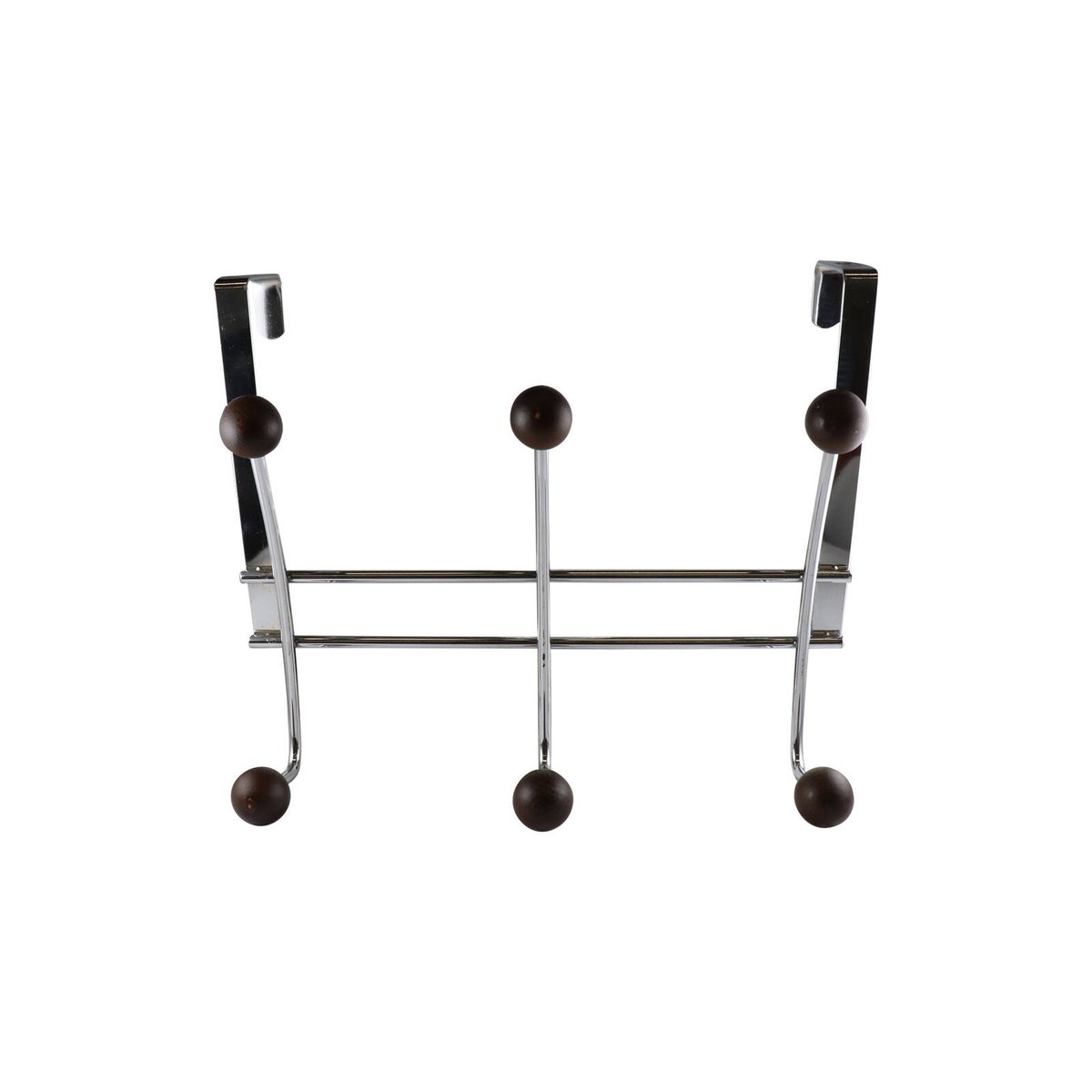 Adoored 6 Hook Satin Chrome Over-The-Door Ball Deco Hook Rack